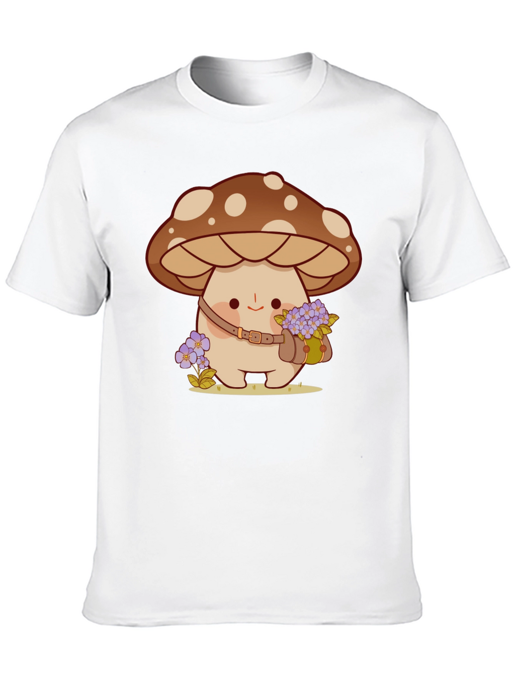 Cute Mushroom Character Black T-Shirt