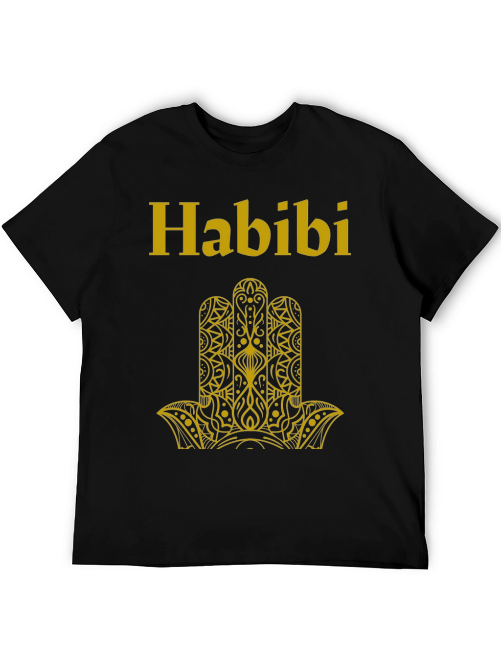Habibi T-Shirt Black with Gold Hamsa Design
