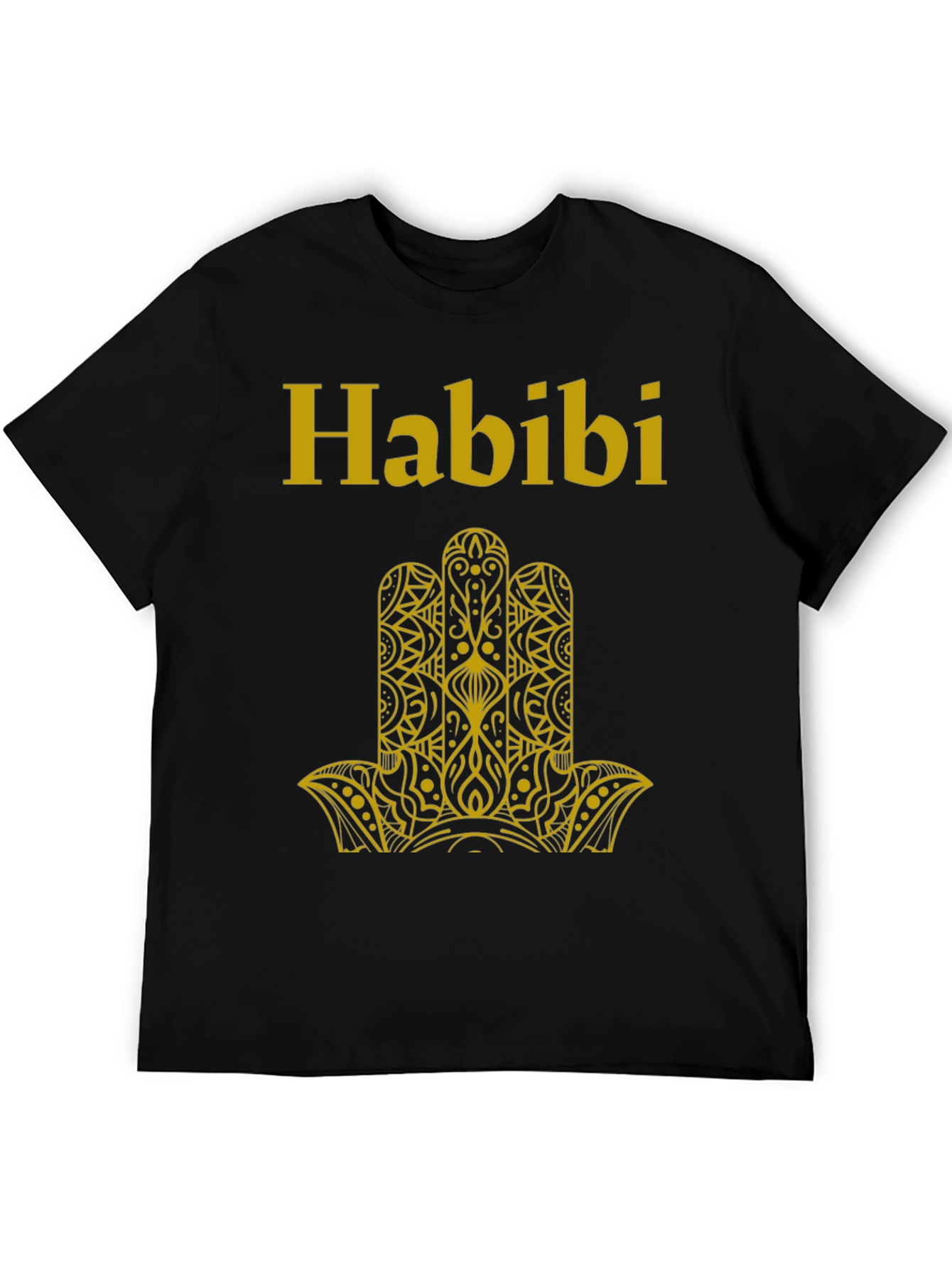 Habibi T-Shirt Black with Gold Hamsa Design