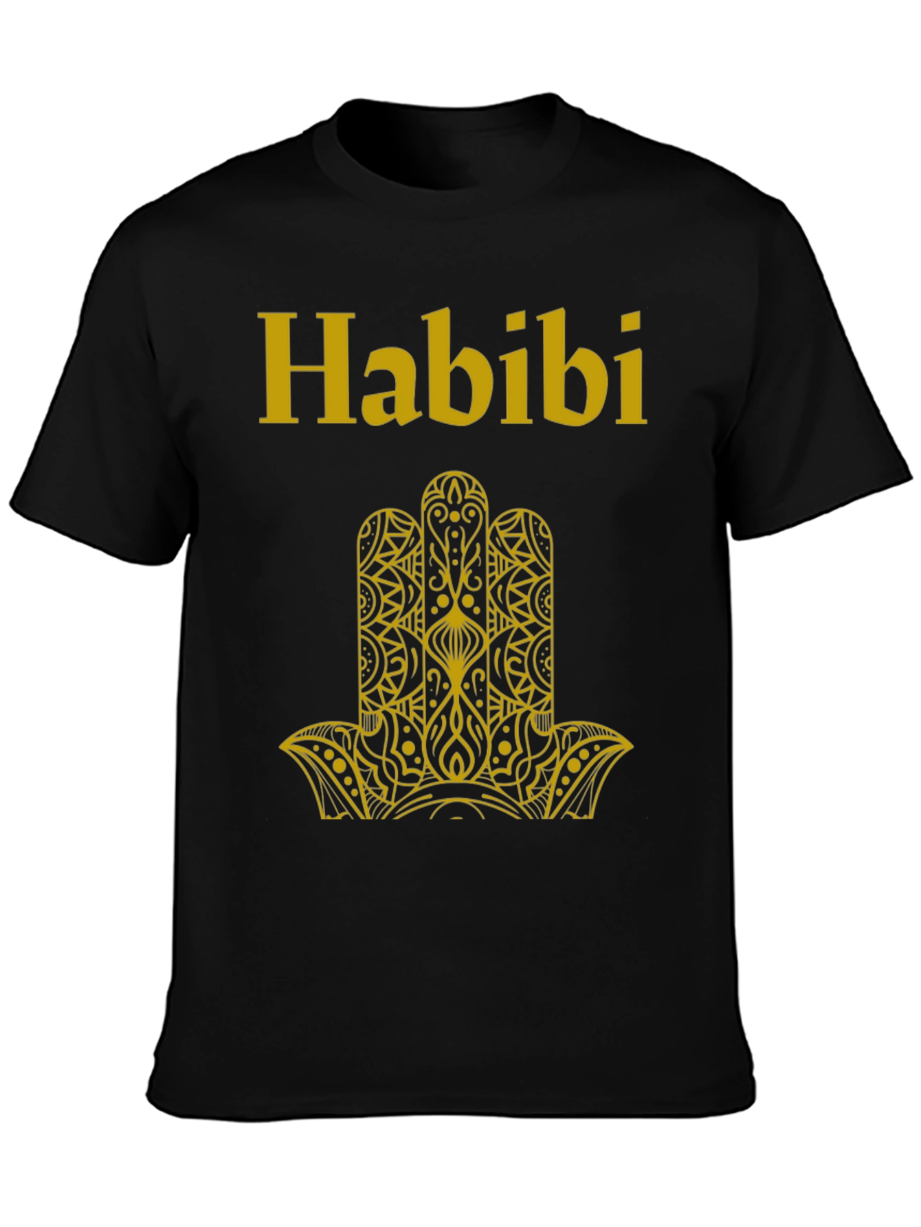 Habibi T-Shirt Black with Gold Hamsa Design