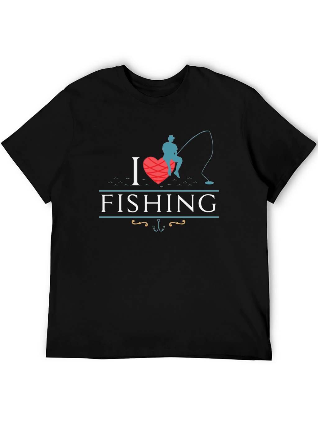 I Heart Fishing Black T-Shirt
