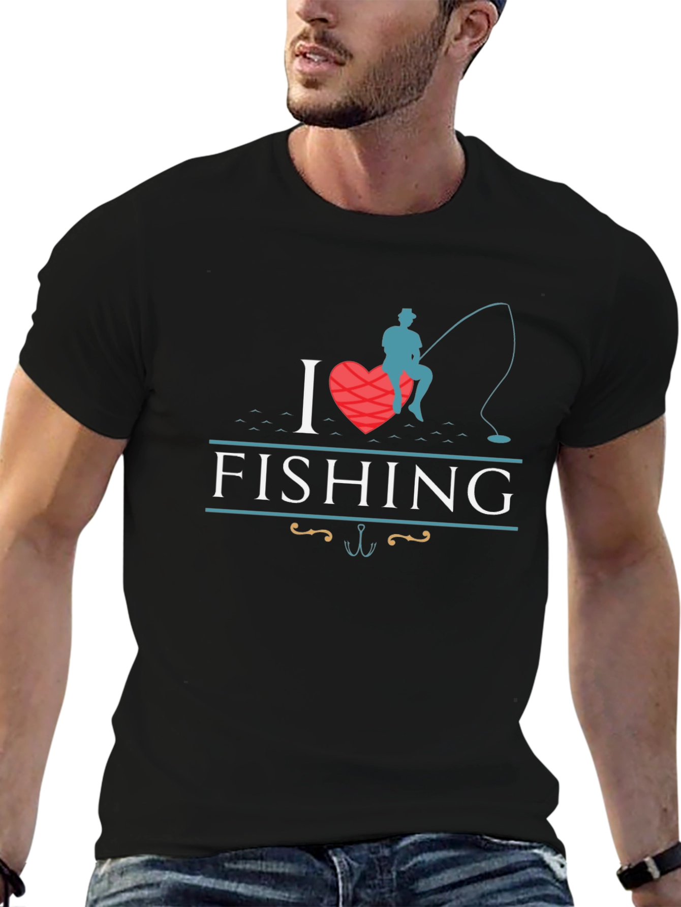 I Heart Fishing Black T-Shirt