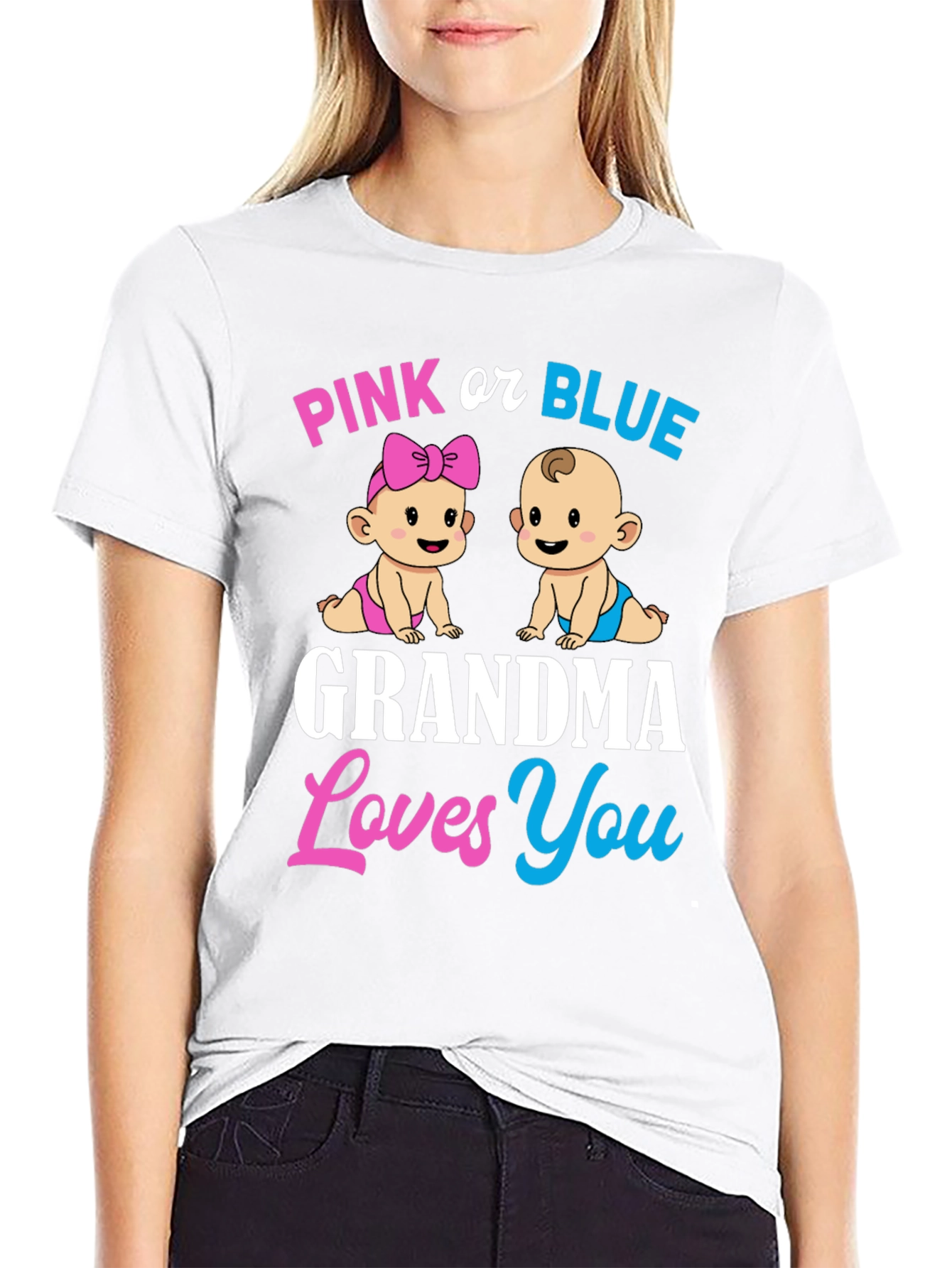 Pink or Blue Grandma Loves You T-Shirt
