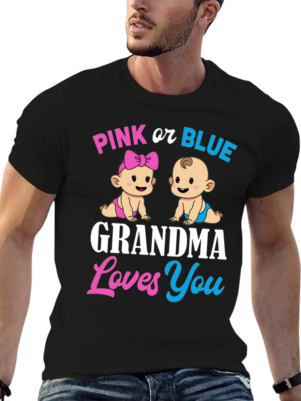 Pink or Blue Grandma Loves You T-Shirt