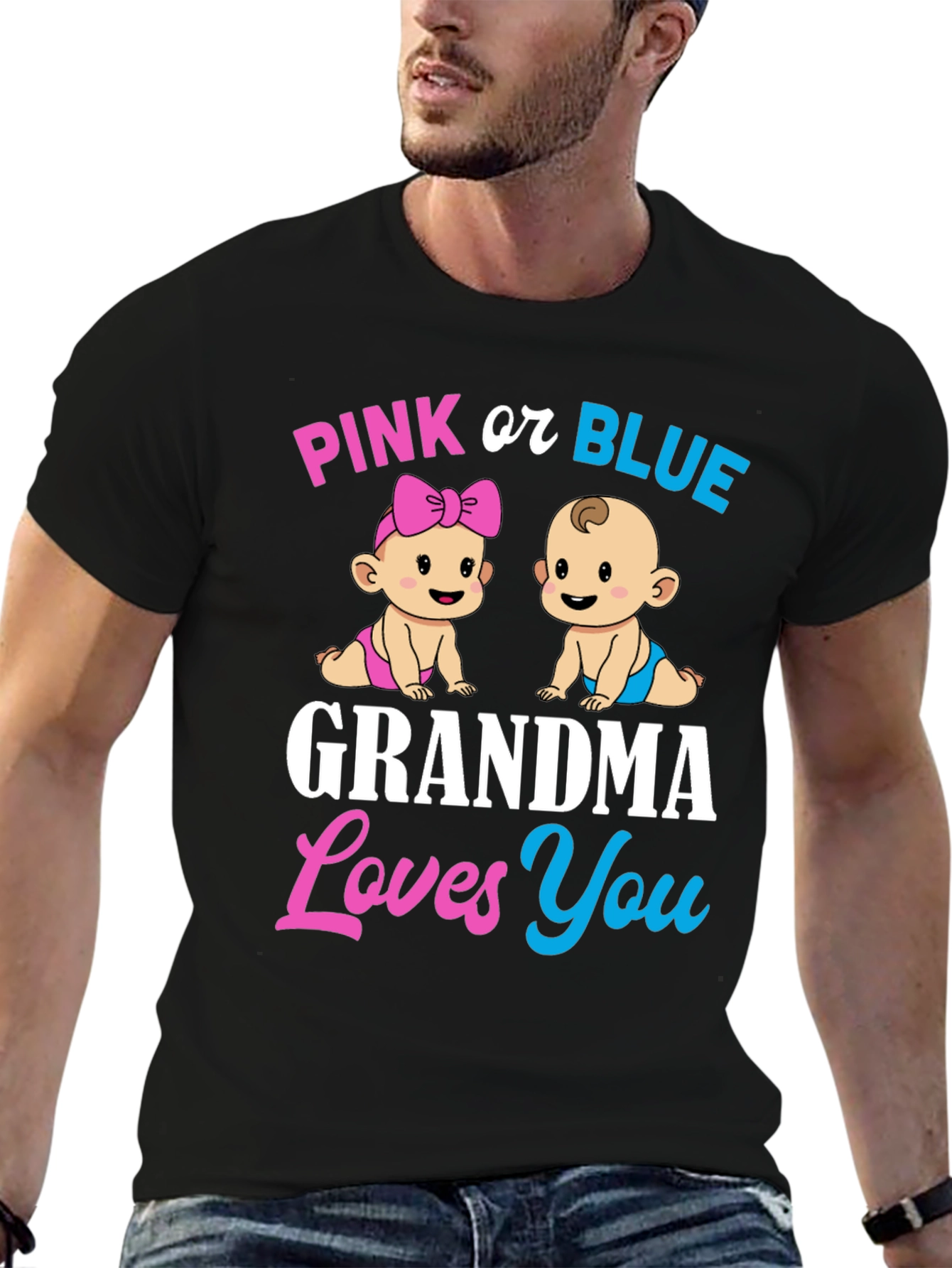 Pink or Blue Grandma Loves You T-Shirt