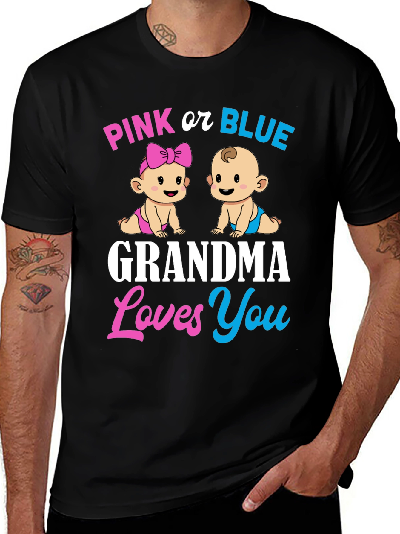 Pink or Blue Grandma Loves You T-Shirt