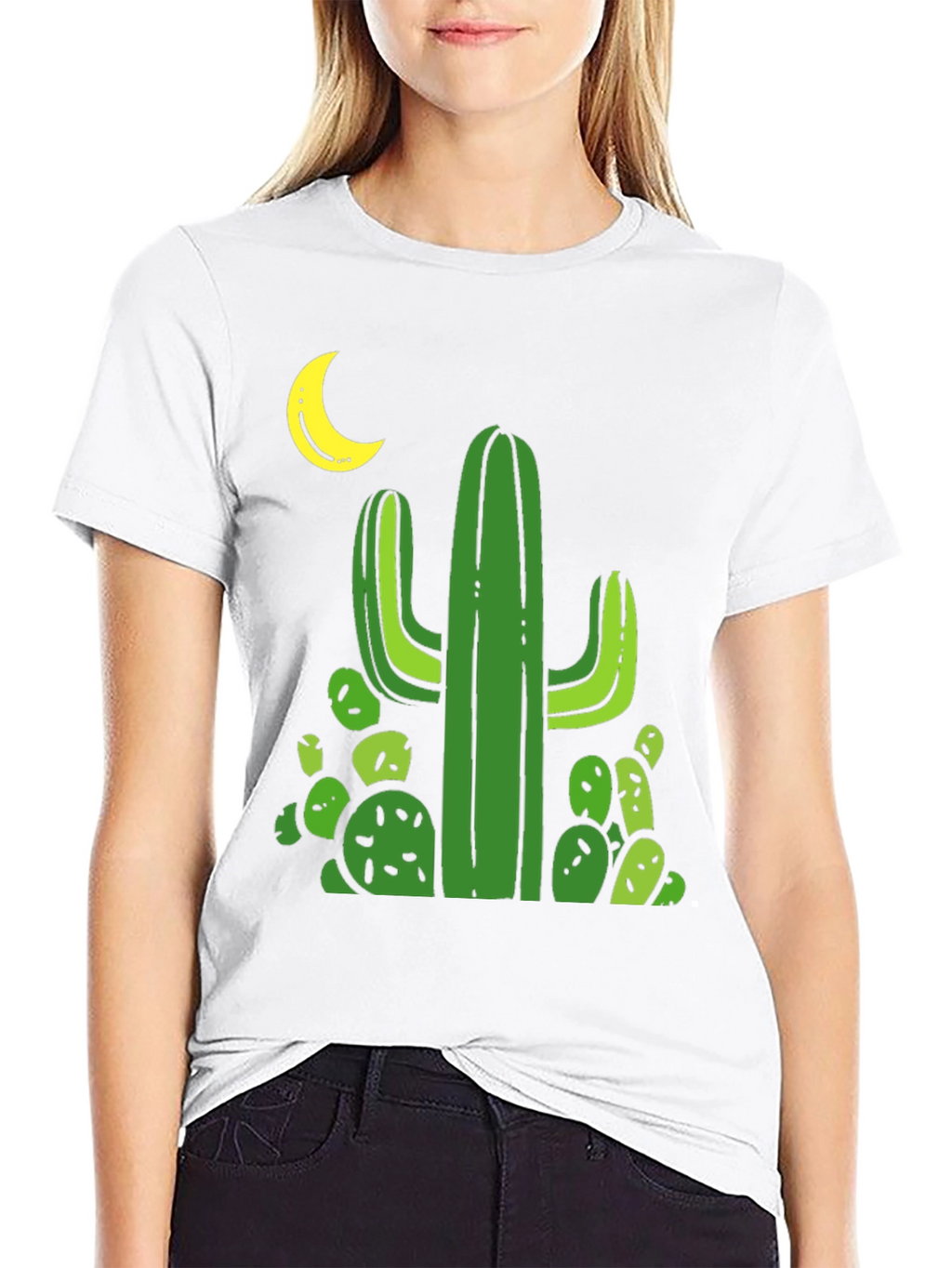 Cactus Moon Black T-Shirt - Desert Vibes