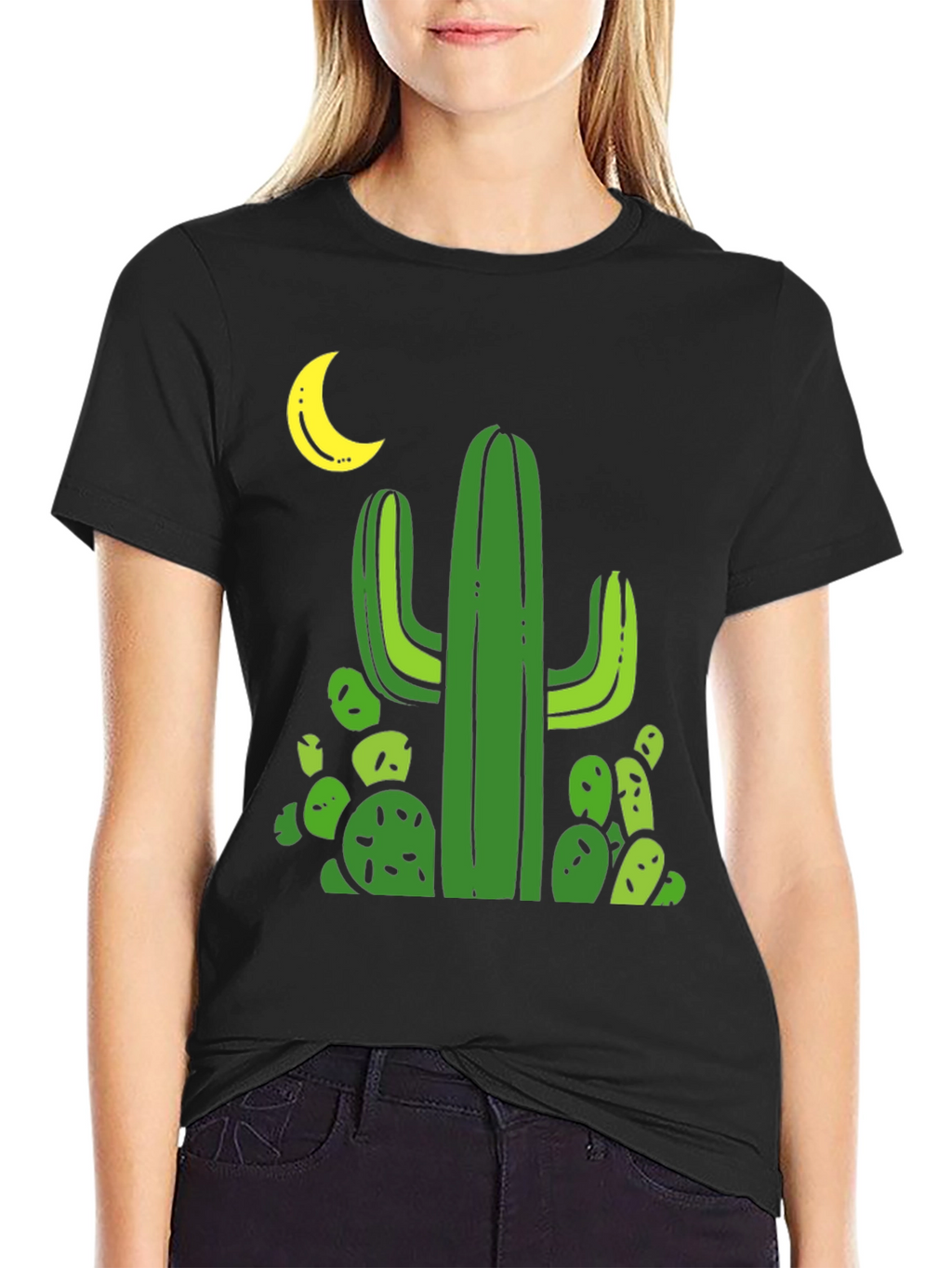 Cactus Moon Black T-Shirt - Desert Vibes