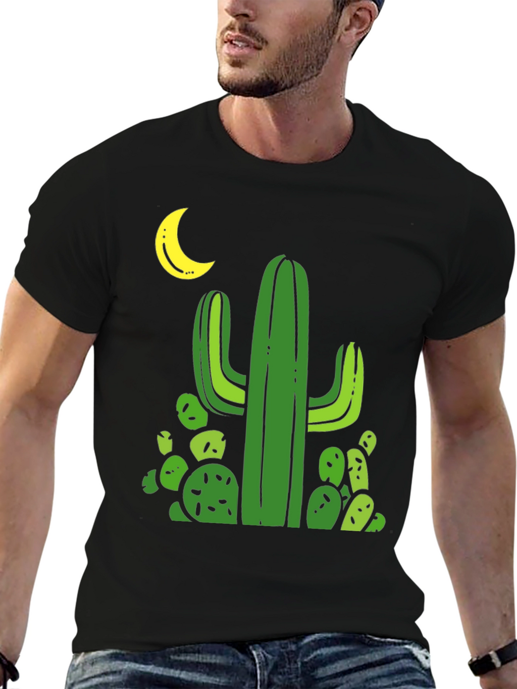 Cactus Moon Black T-Shirt - Desert Vibes