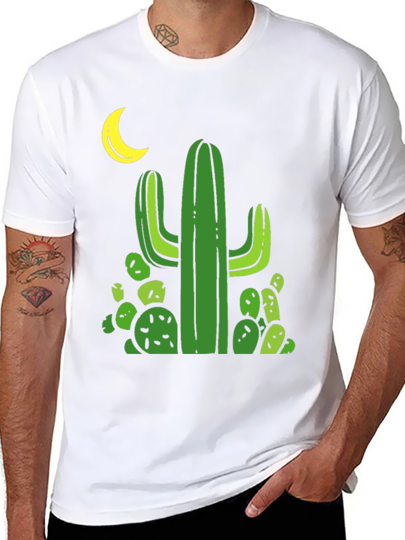 Cactus Moon Black T-Shirt - Desert Vibes