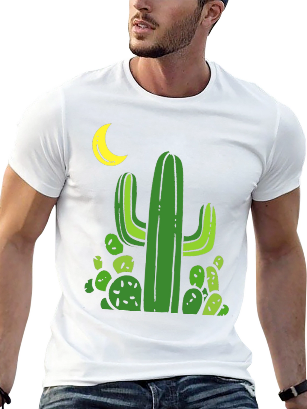 Cactus Moon Black T-Shirt - Desert Vibes