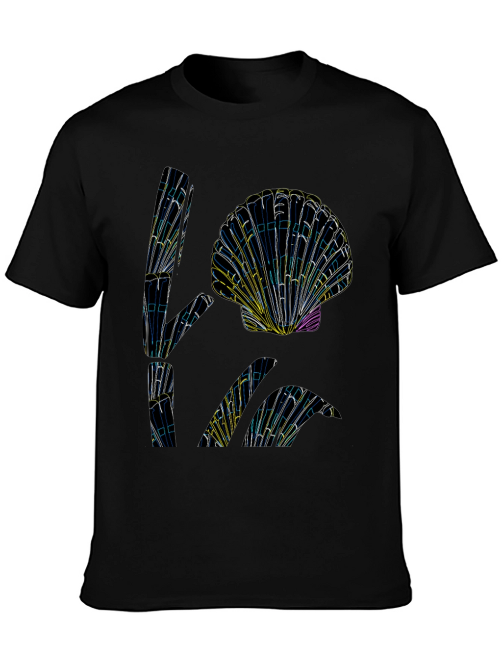 Abstract Seashell Graphic Tee - Black