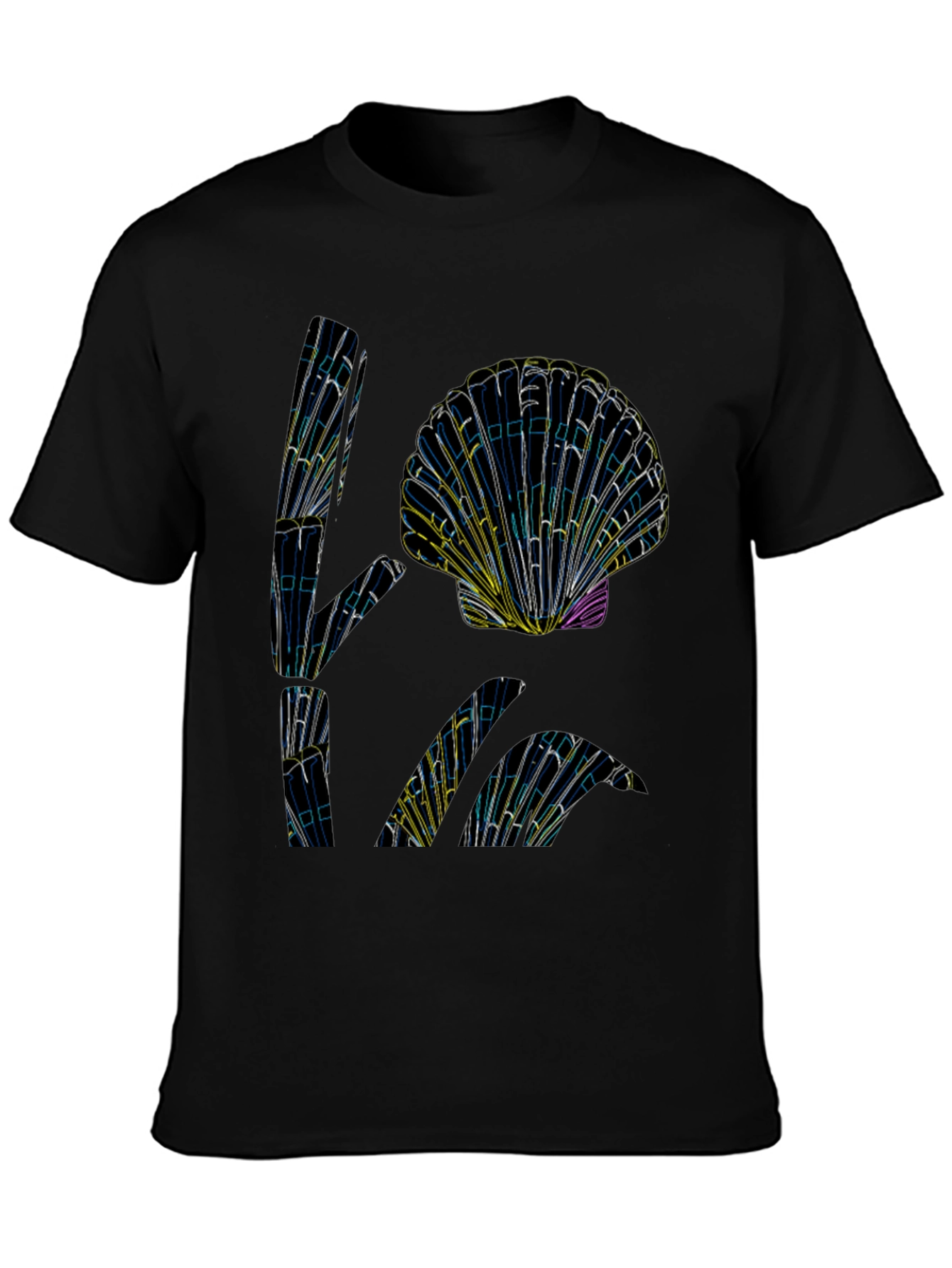 Abstract Seashell Graphic Tee - Black