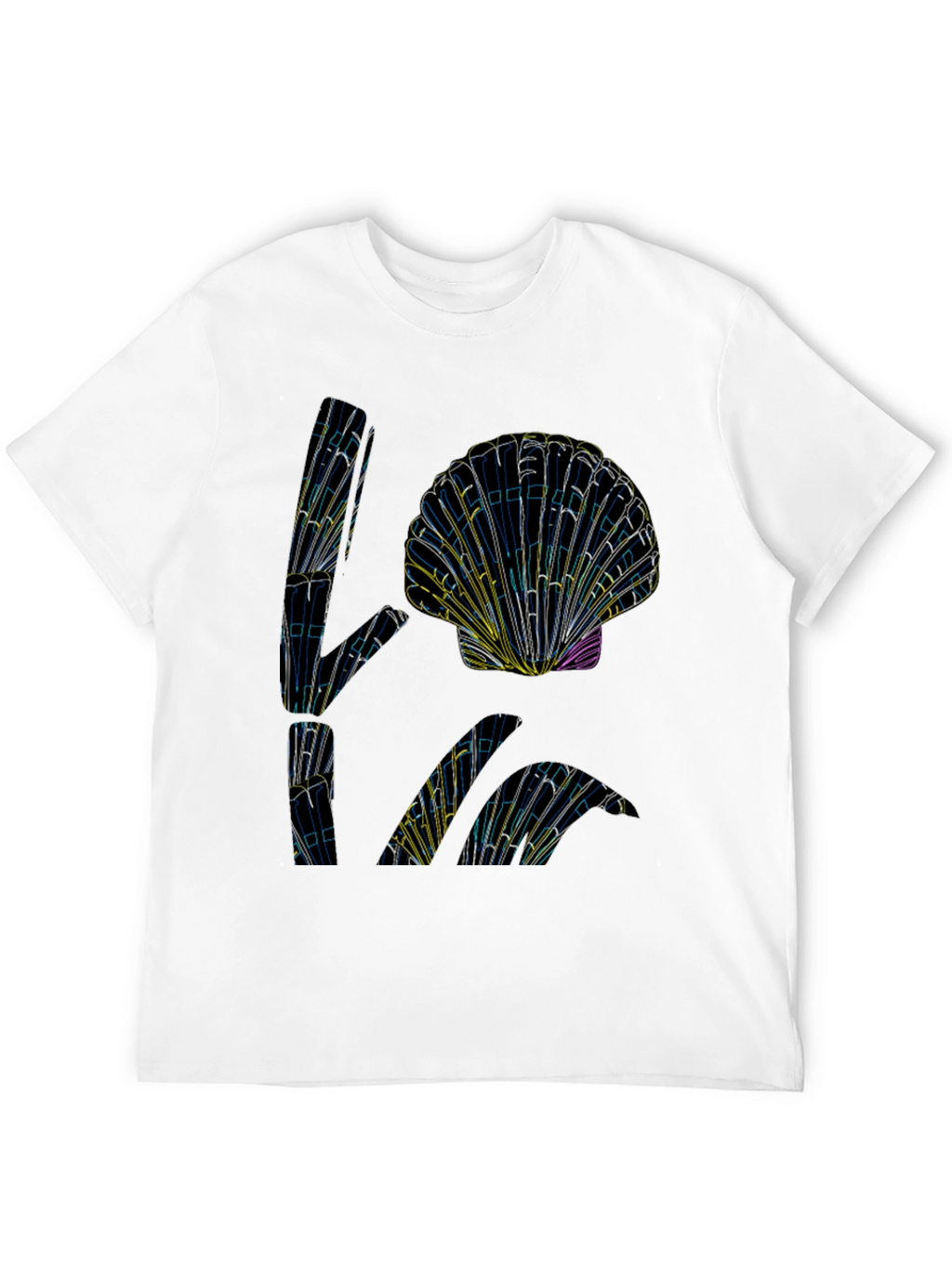 Abstract Seashell Graphic Tee - Black