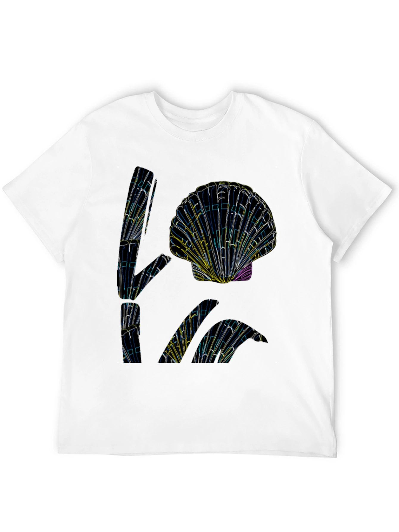 Abstract Seashell Graphic Tee - Black