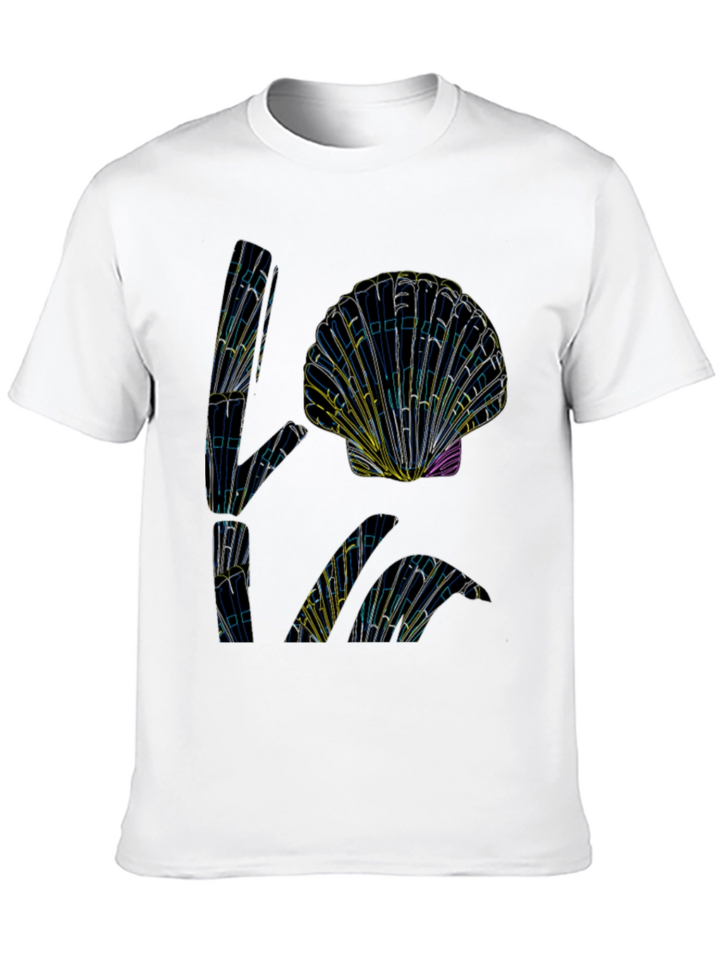 Abstract Seashell Graphic Tee - Black