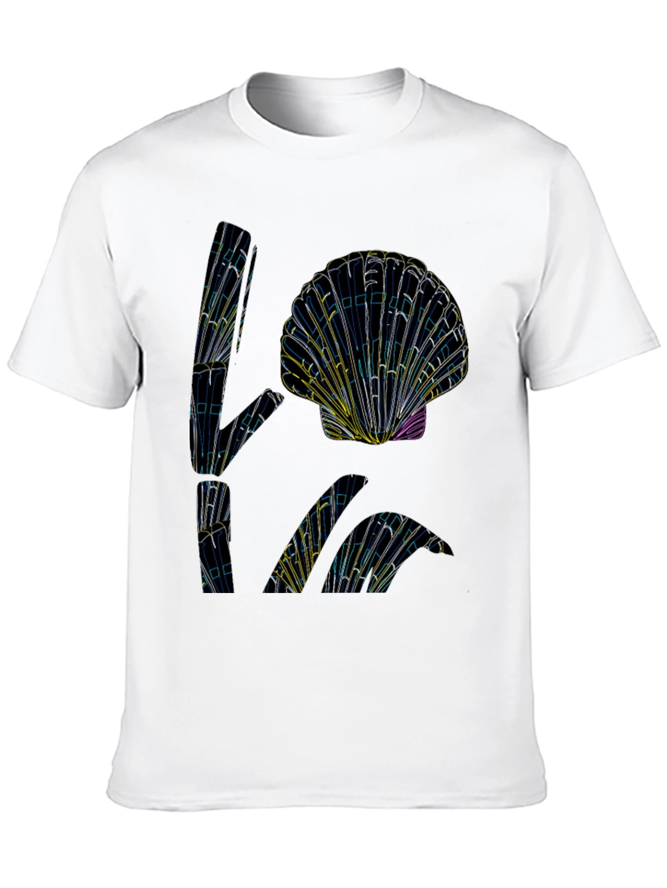 Abstract Seashell Graphic Tee - Black