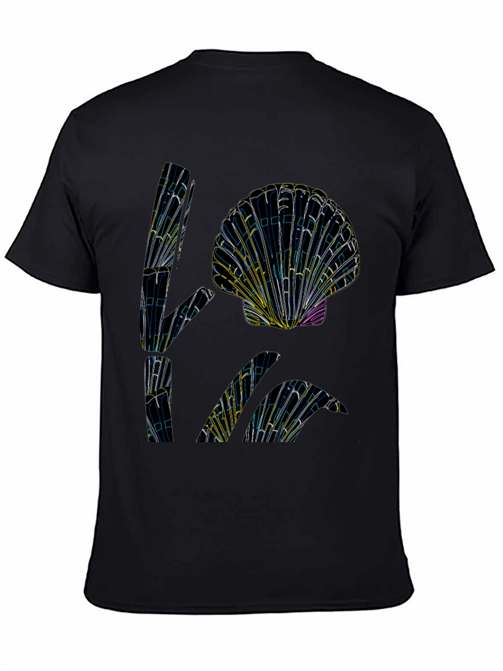 Abstract Seashell Graphic Tee - Black