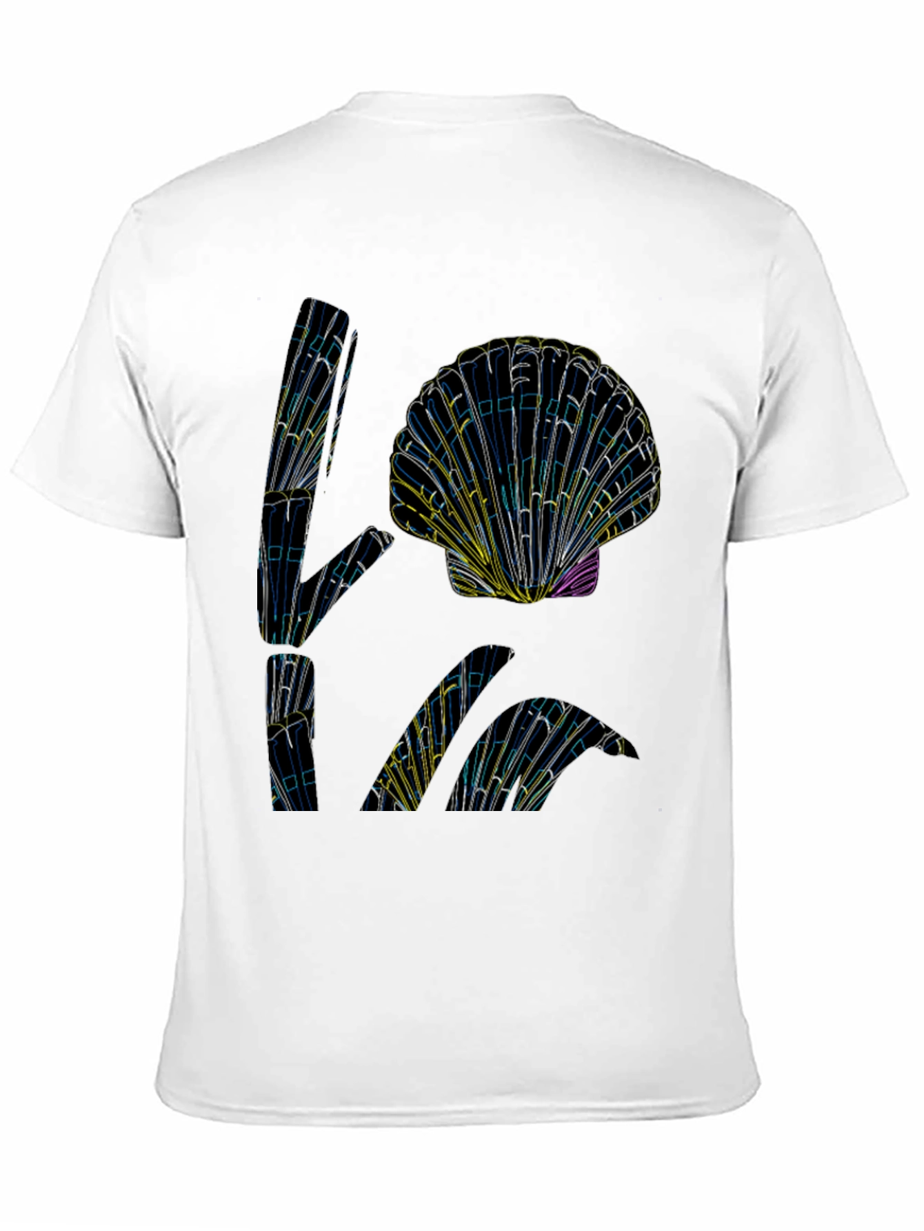Abstract Seashell Graphic Tee - Black