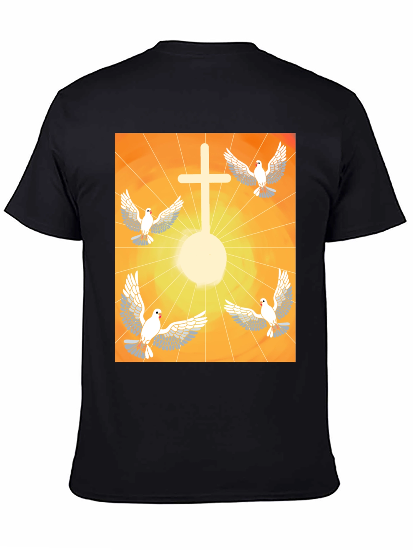 Doves & Cross Graphic Tee - Religious T-Shirt