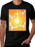 Doves & Cross Graphic Tee - Religious T-Shirt
