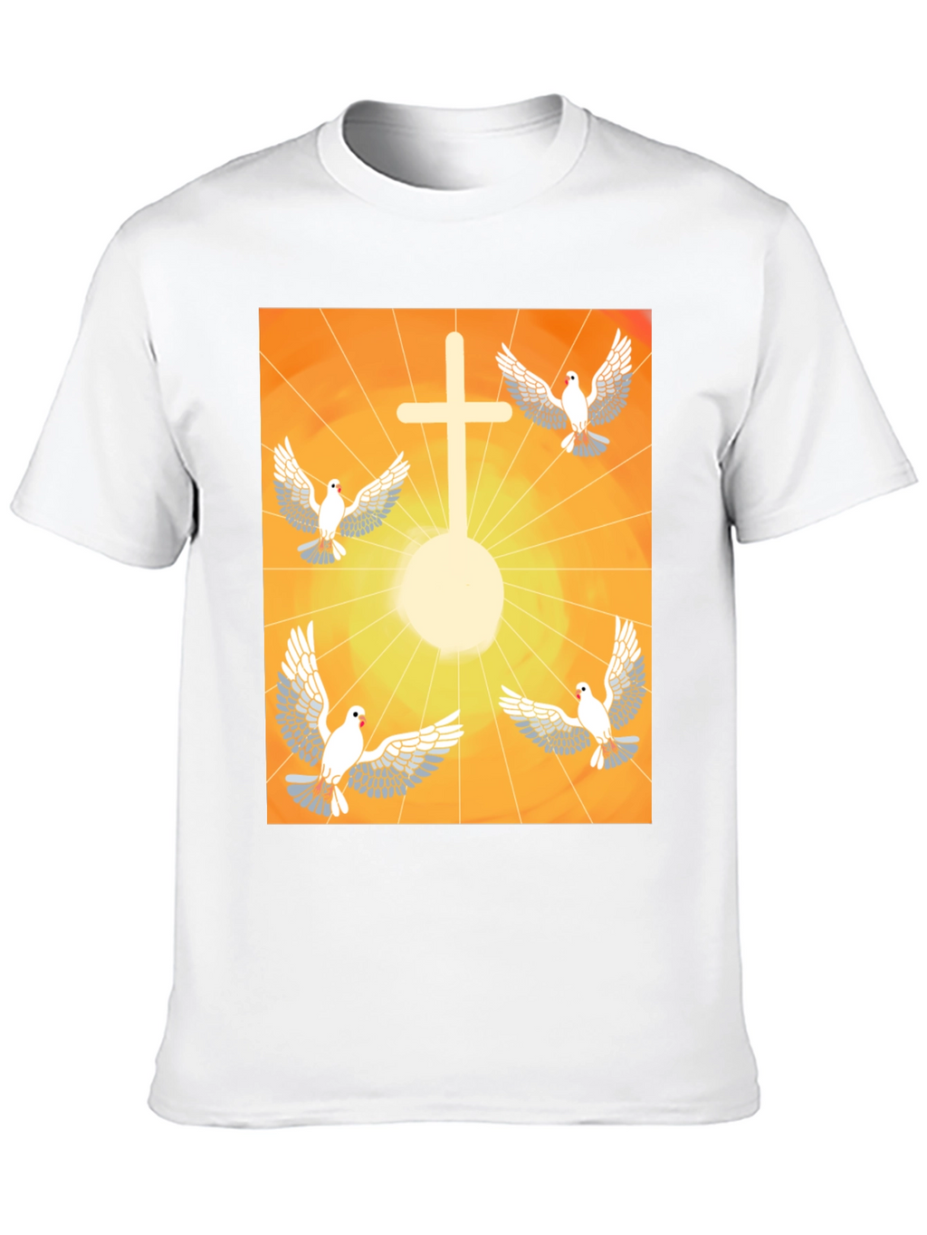 Doves & Cross Graphic Tee - Religious T-Shirt