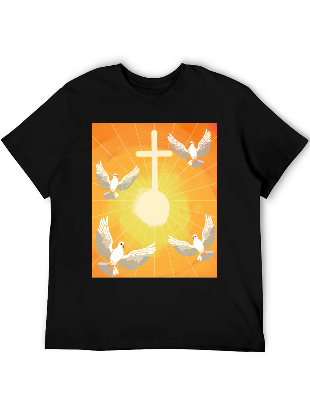 Doves & Cross Graphic Tee - Religious T-Shirt