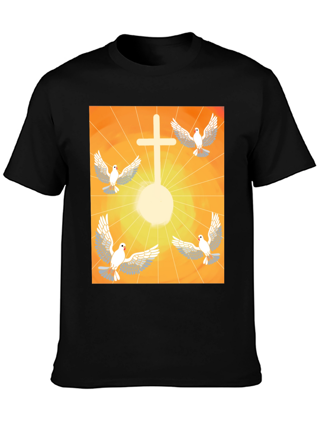Doves & Cross Graphic Tee - Religious T-Shirt