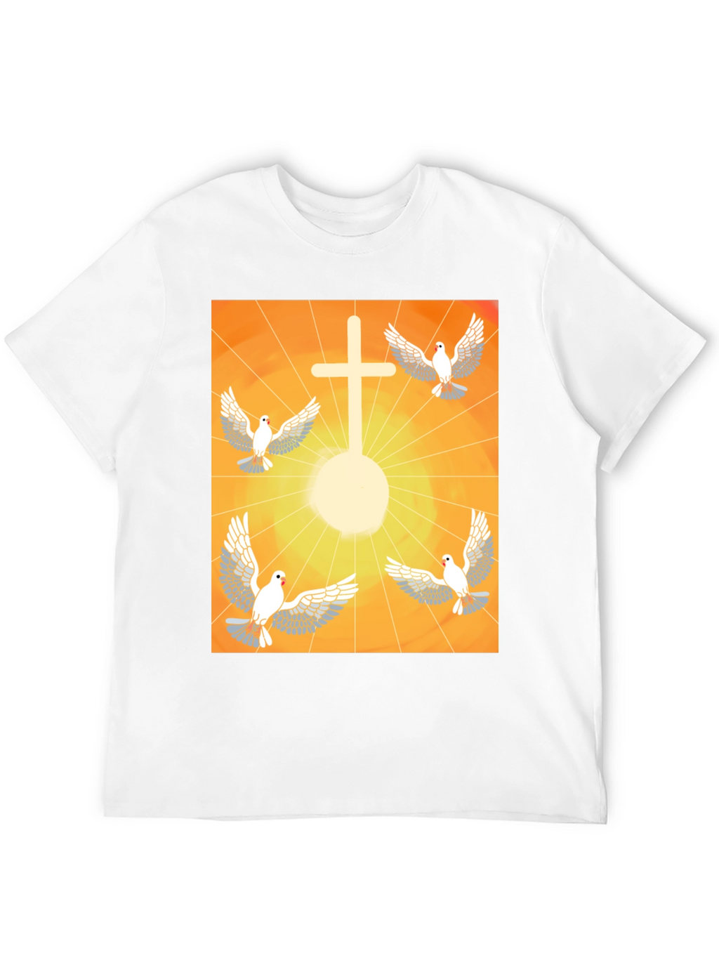 Doves & Cross Graphic Tee - Religious T-Shirt