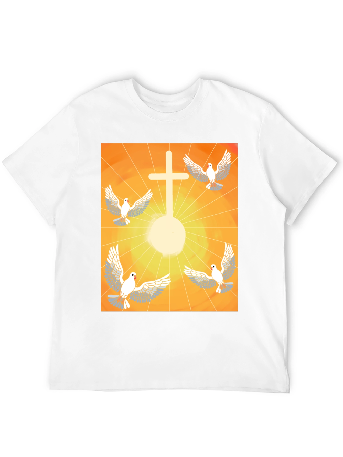 Doves & Cross Graphic Tee - Religious T-Shirt