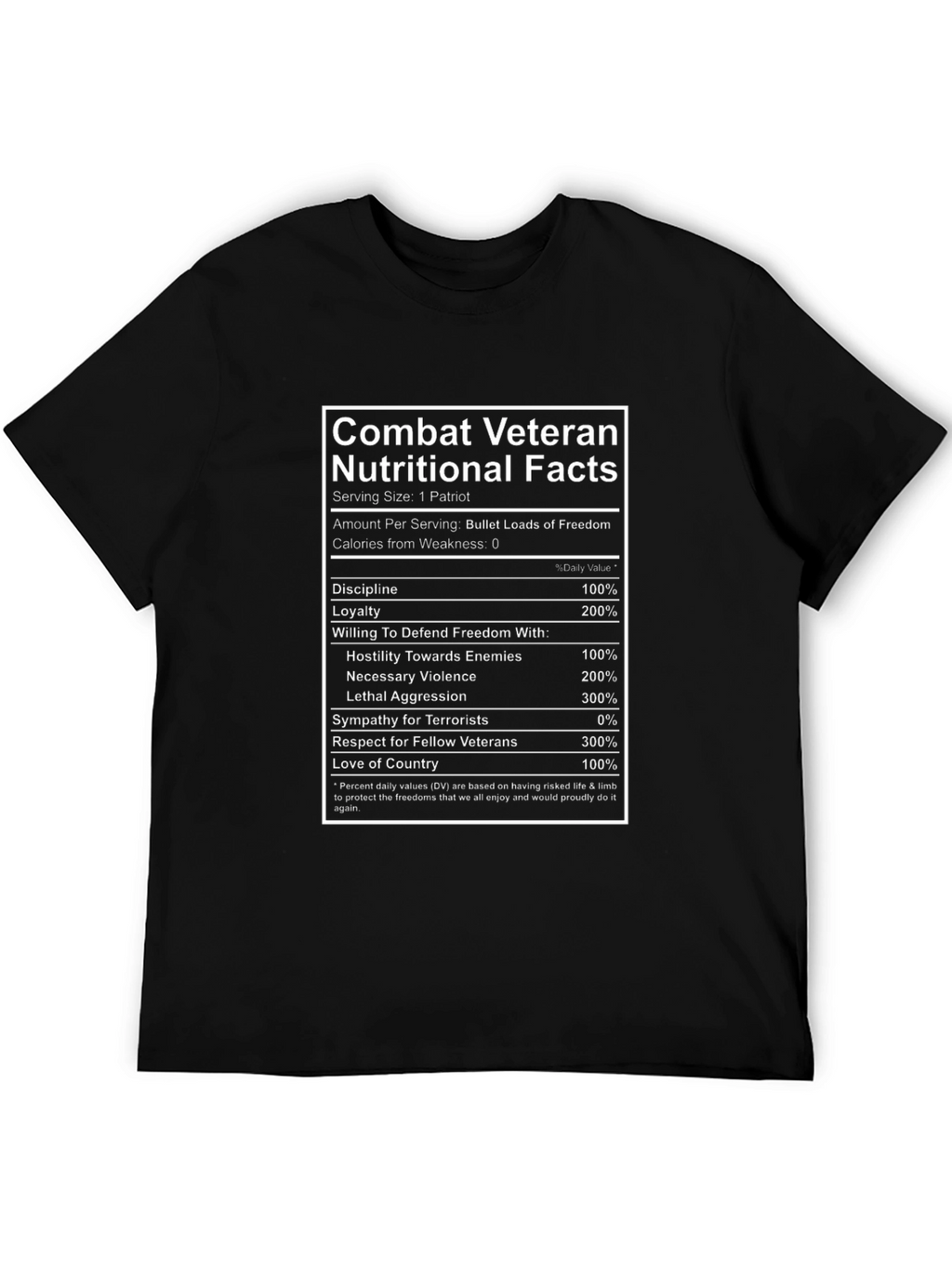 Combat Veteran Nutritional Facts T-Shirt