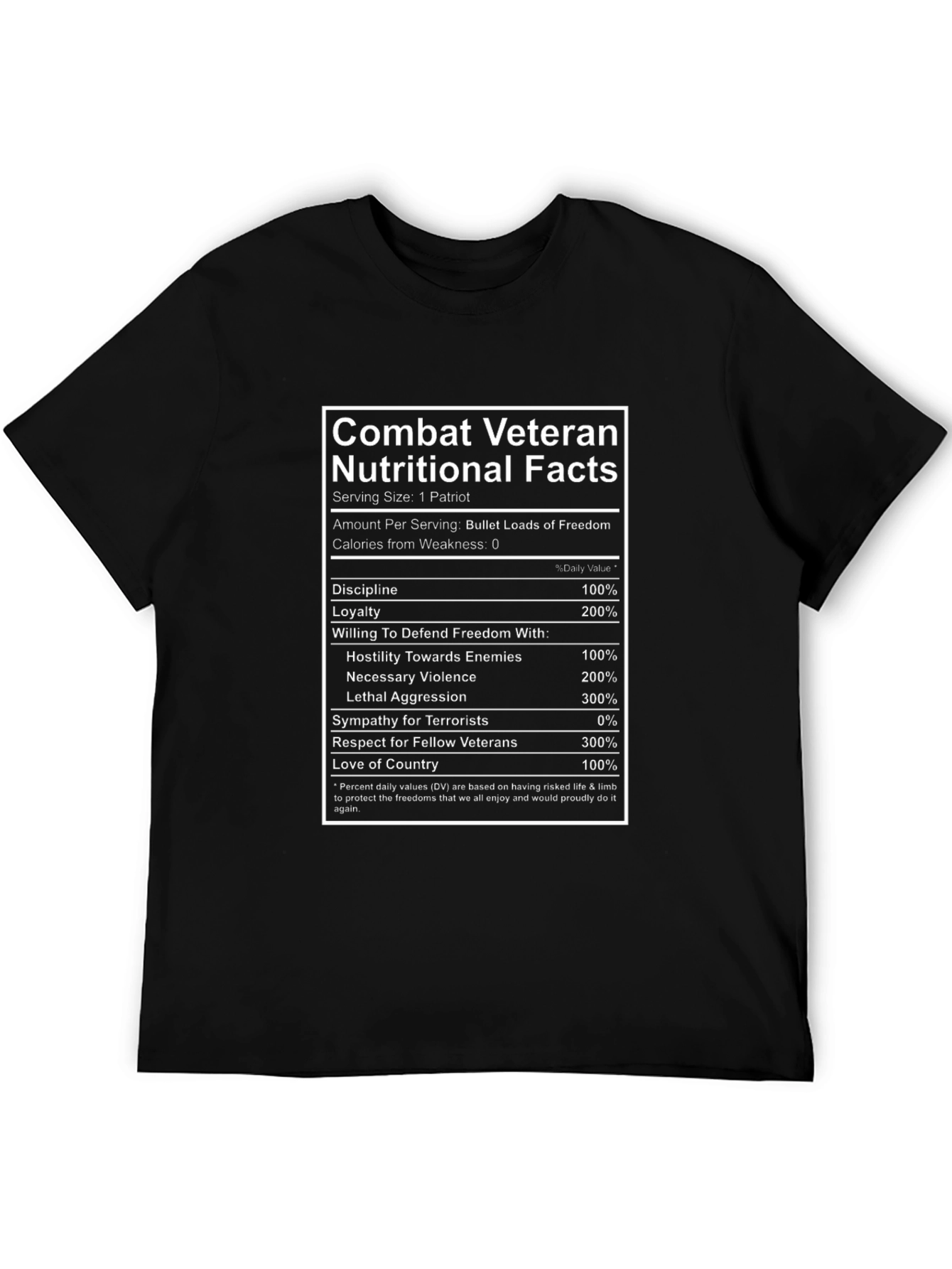 Combat Veteran Nutritional Facts T-Shirt