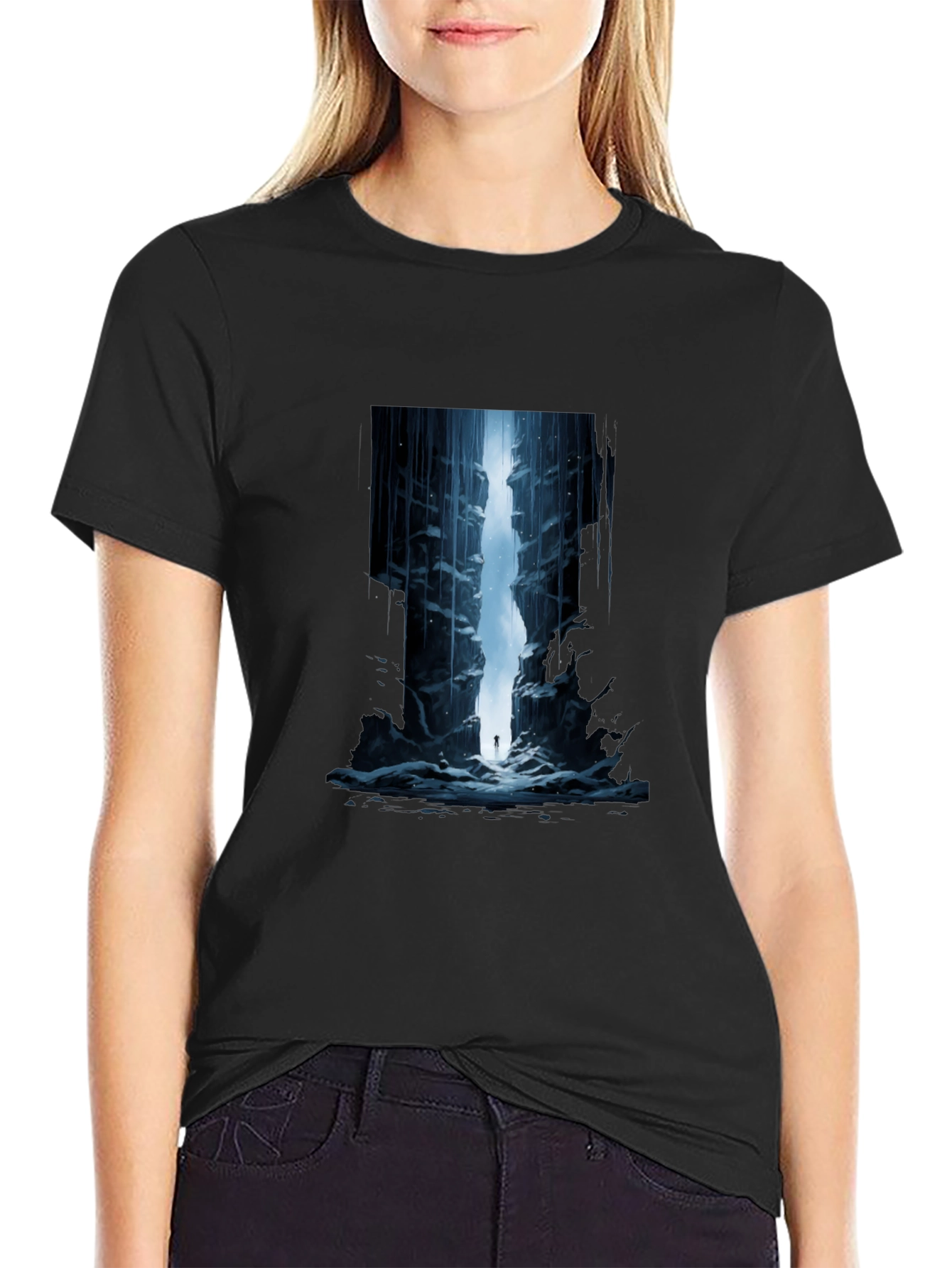Mystic Canyon Graphic Tee - Black Cotton Comfort