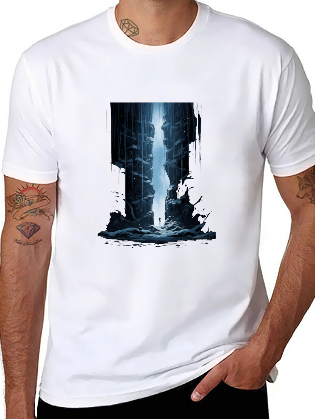 Mystic Canyon Graphic Tee - Black Cotton Comfort