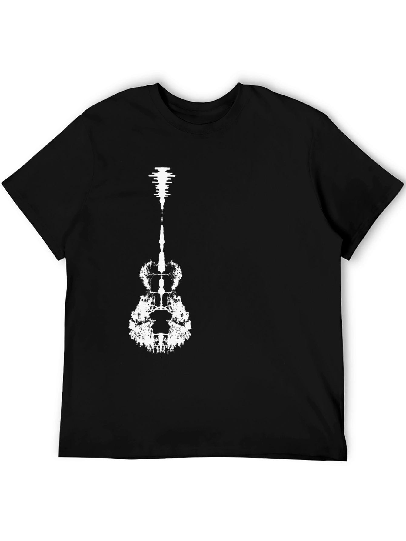 Abstract Guitar Graphic Tee - Modern Black T-Shirt