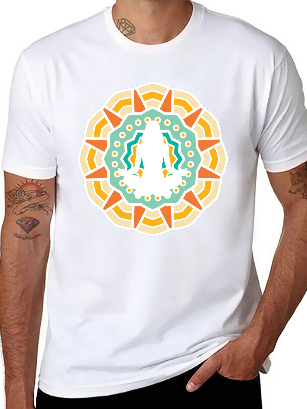 Mandala Yoga Meditation Graphic Black T-Shirt