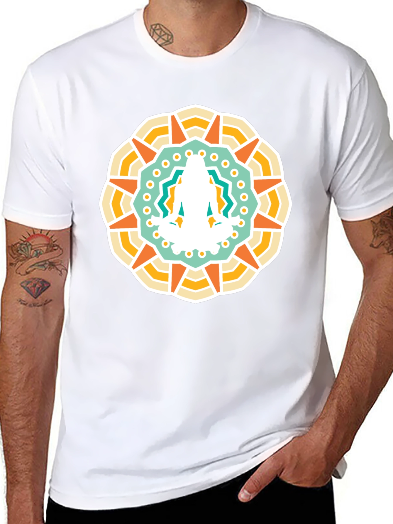 Mandala Yoga Meditation Graphic Black T-Shirt