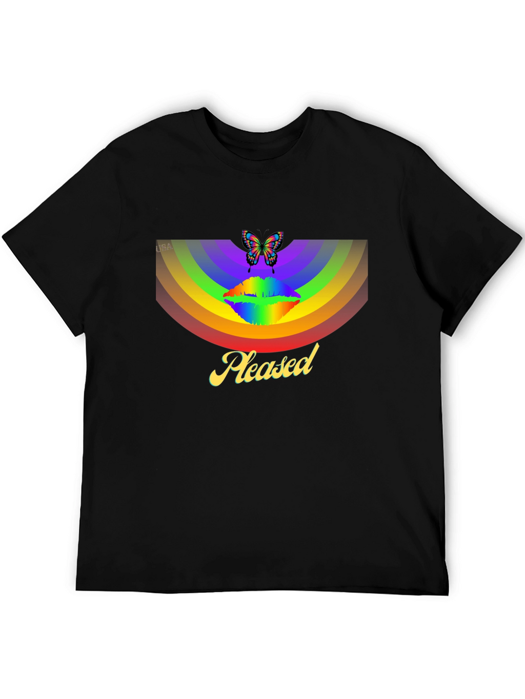Rainbow Butterfly Pleased Graphic T-Shirt