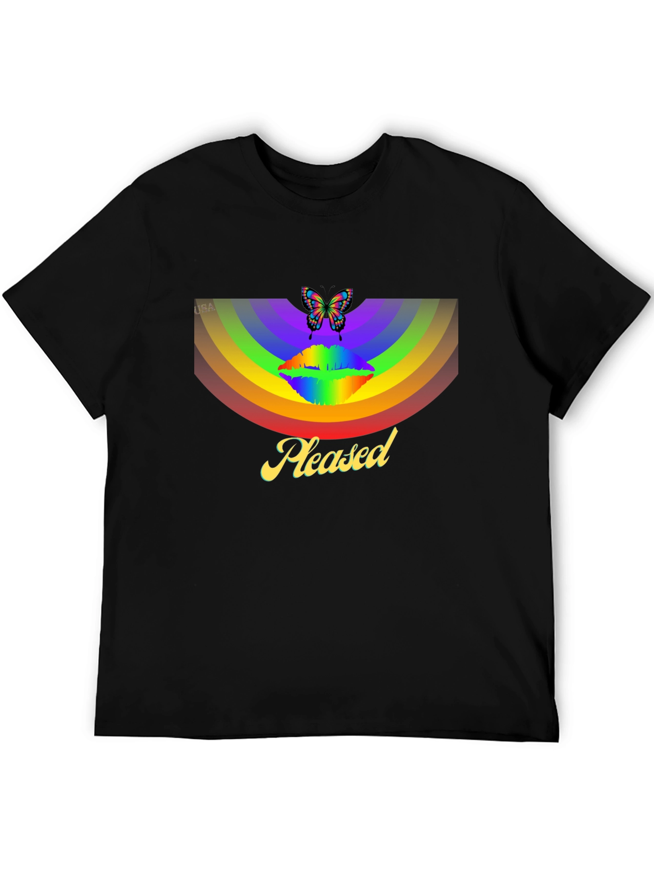 Rainbow Butterfly Pleased Graphic T-Shirt