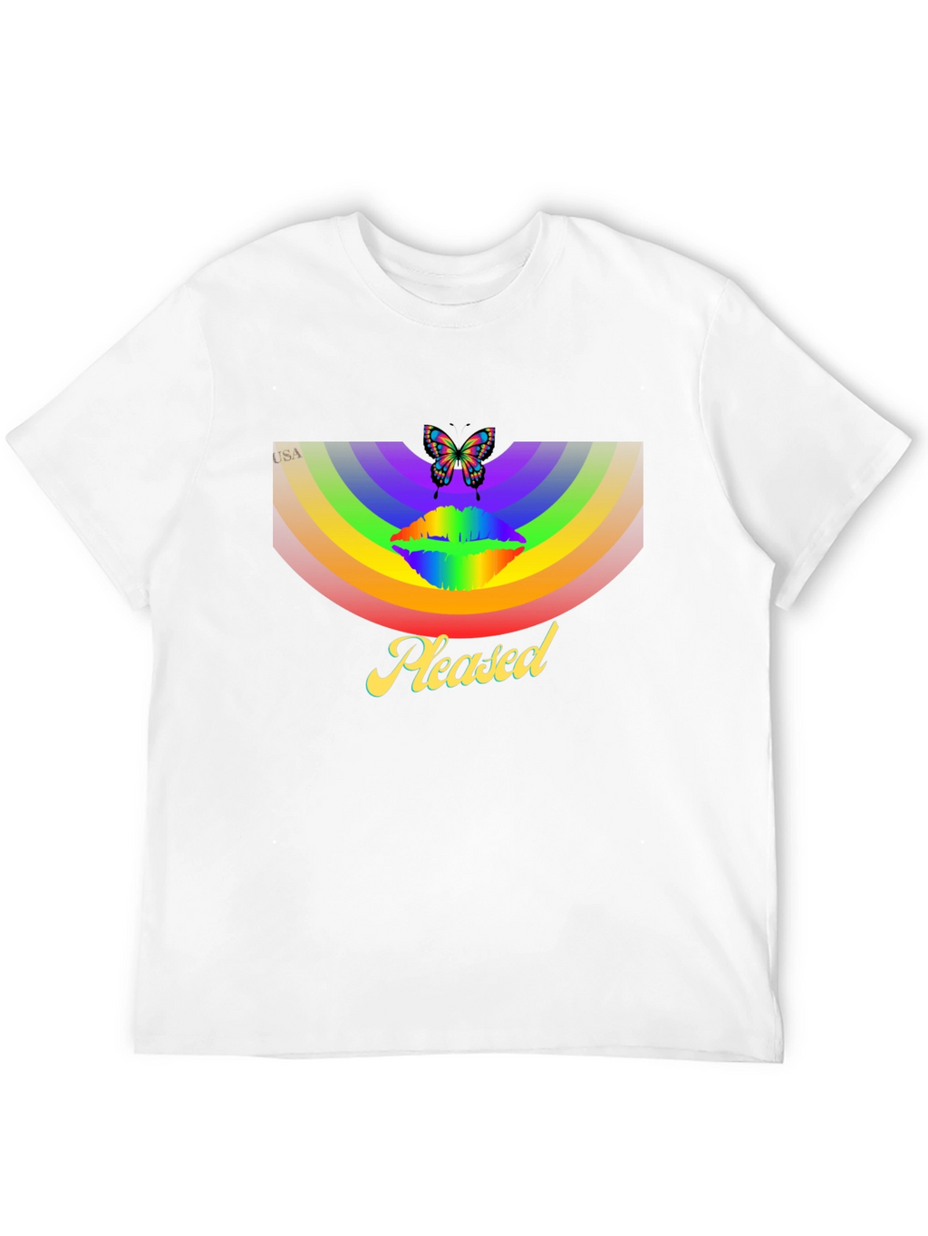 Rainbow Butterfly Pleased Graphic T-Shirt
