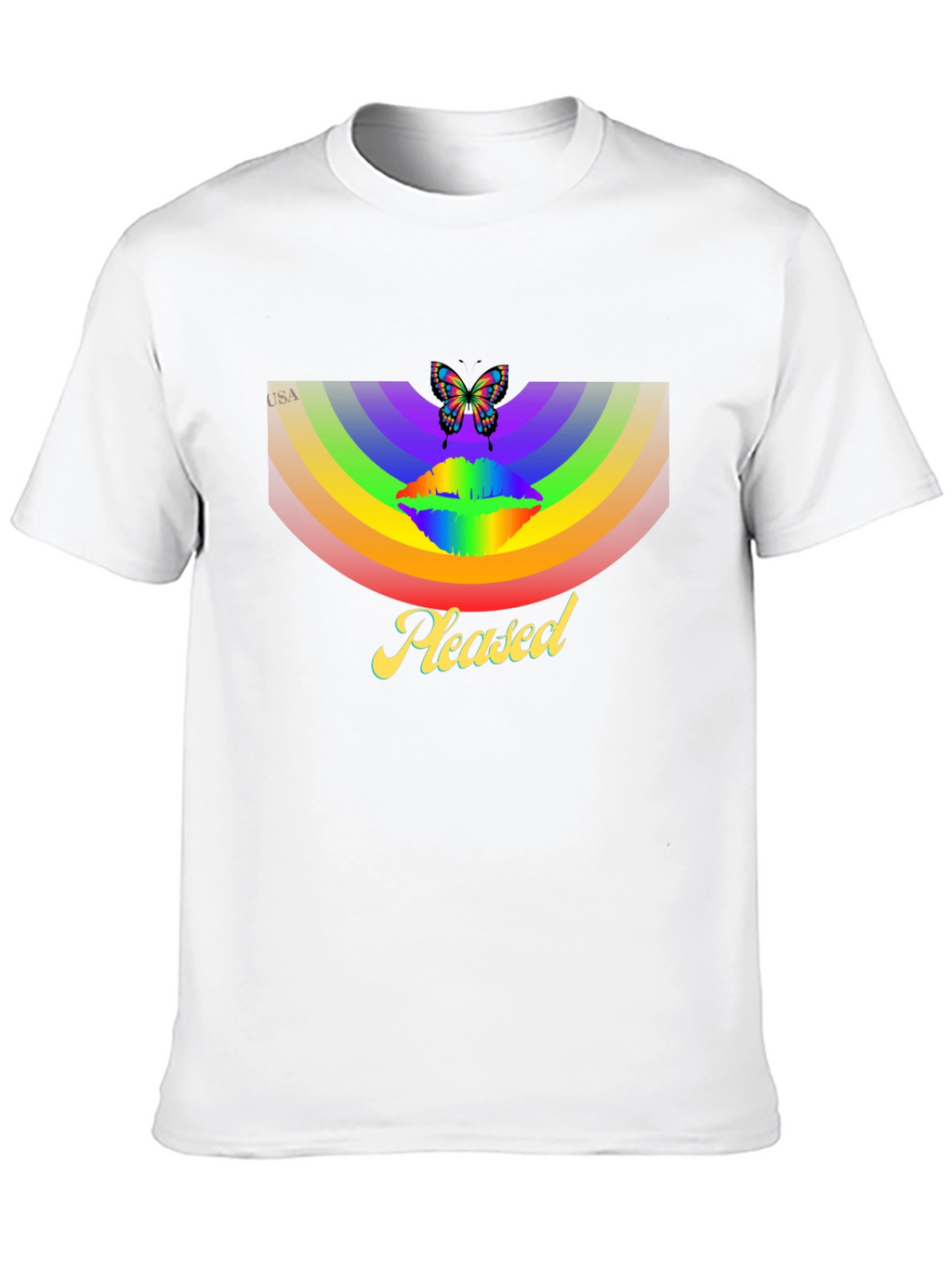 Rainbow Butterfly Pleased Graphic T-Shirt
