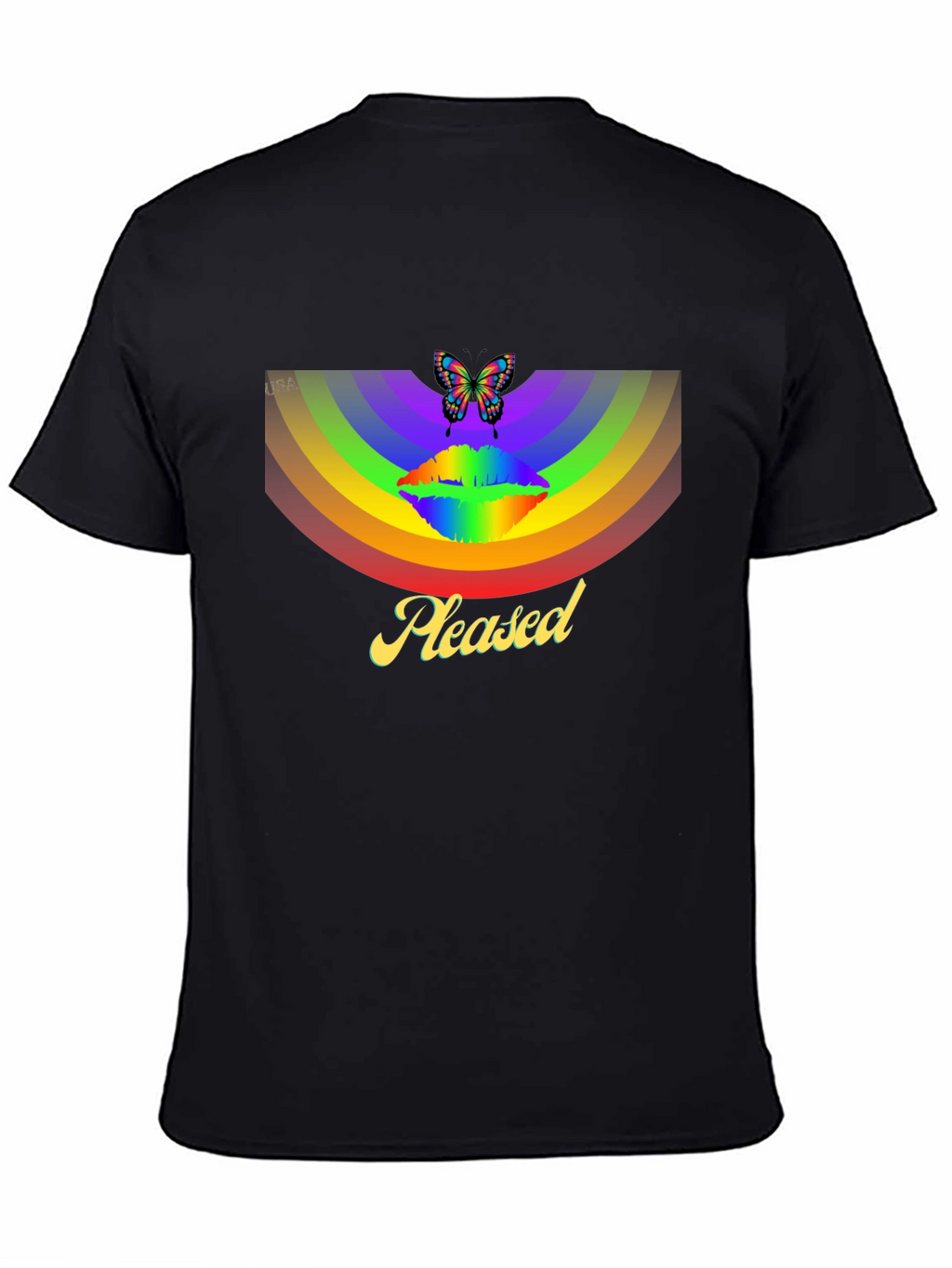 Rainbow Butterfly Pleased Graphic T-Shirt