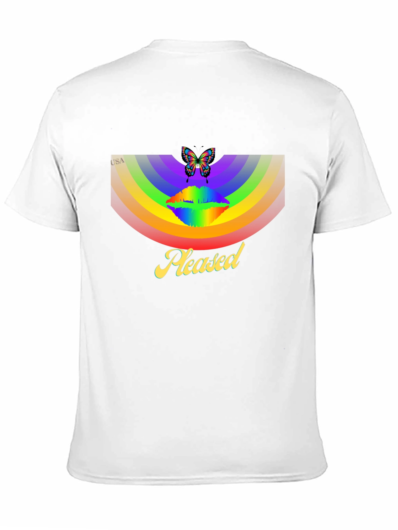 Rainbow Butterfly Pleased Graphic T-Shirt