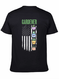 Gardener Cactus American Flag Graphic T-Shirt
