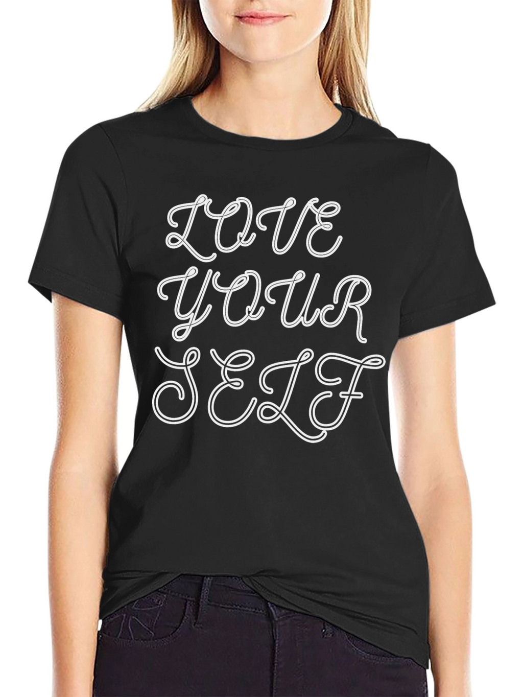 Love Yourself Black Tee - Positive Vibes