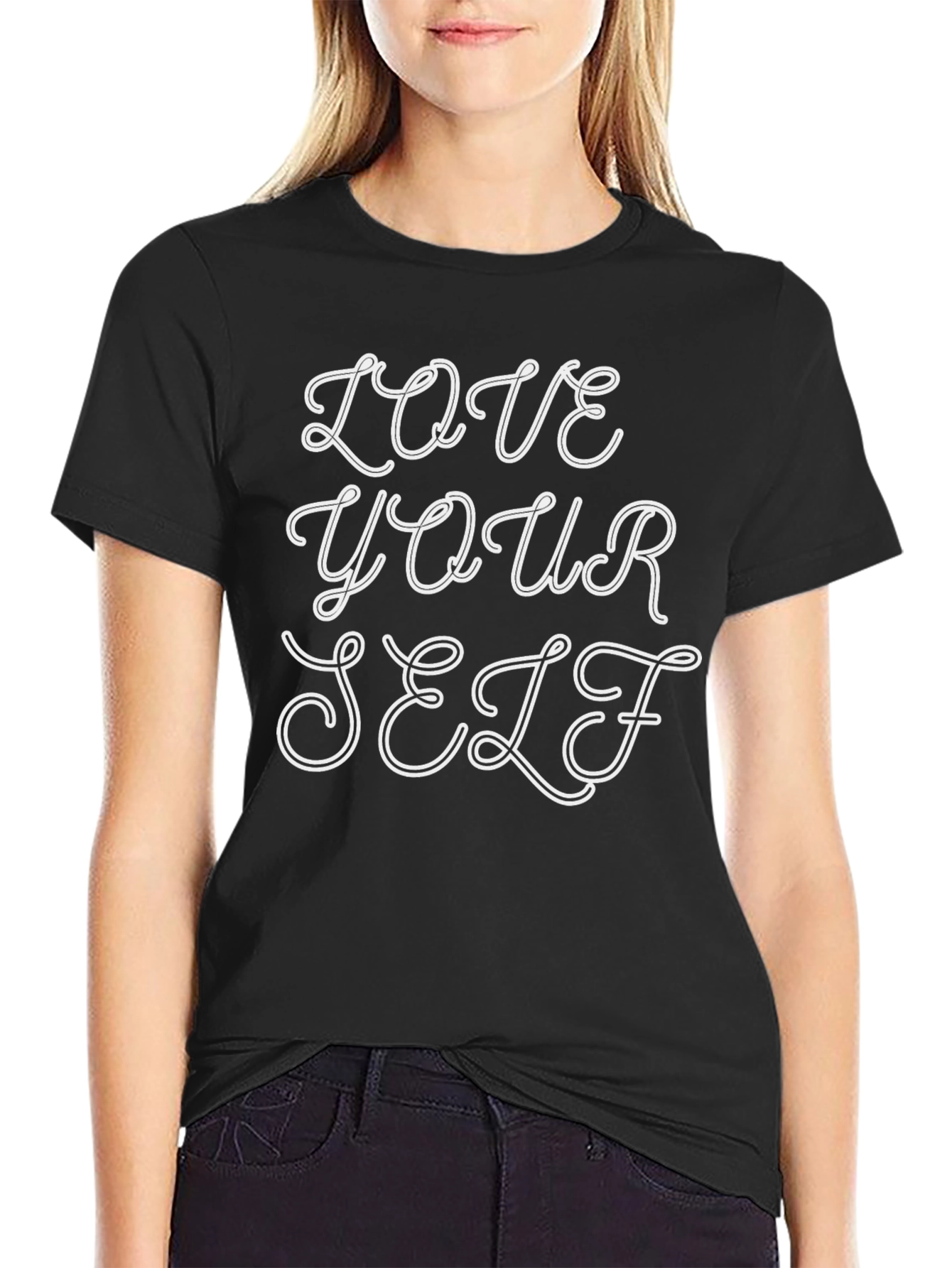 Love Yourself Black Tee - Positive Vibes
