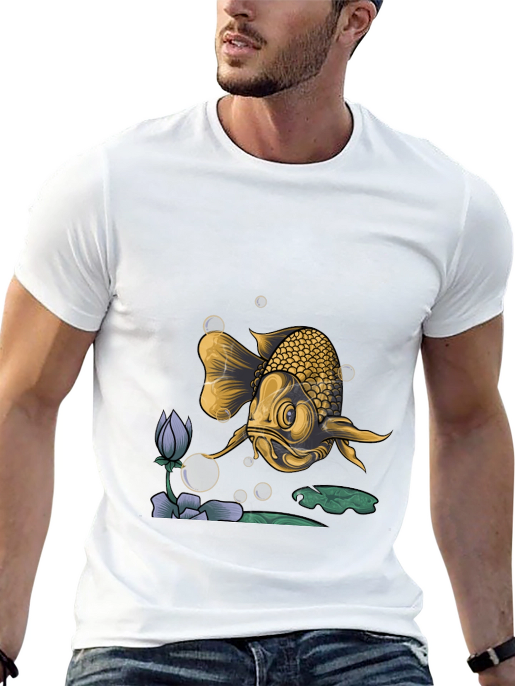 Goldfish Graphic Print Black T-Shirt