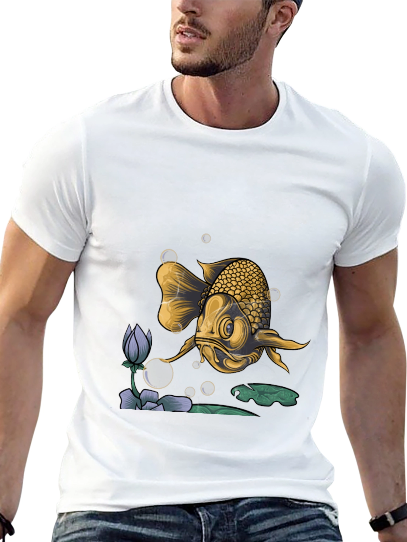 Goldfish Graphic Print Black T-Shirt