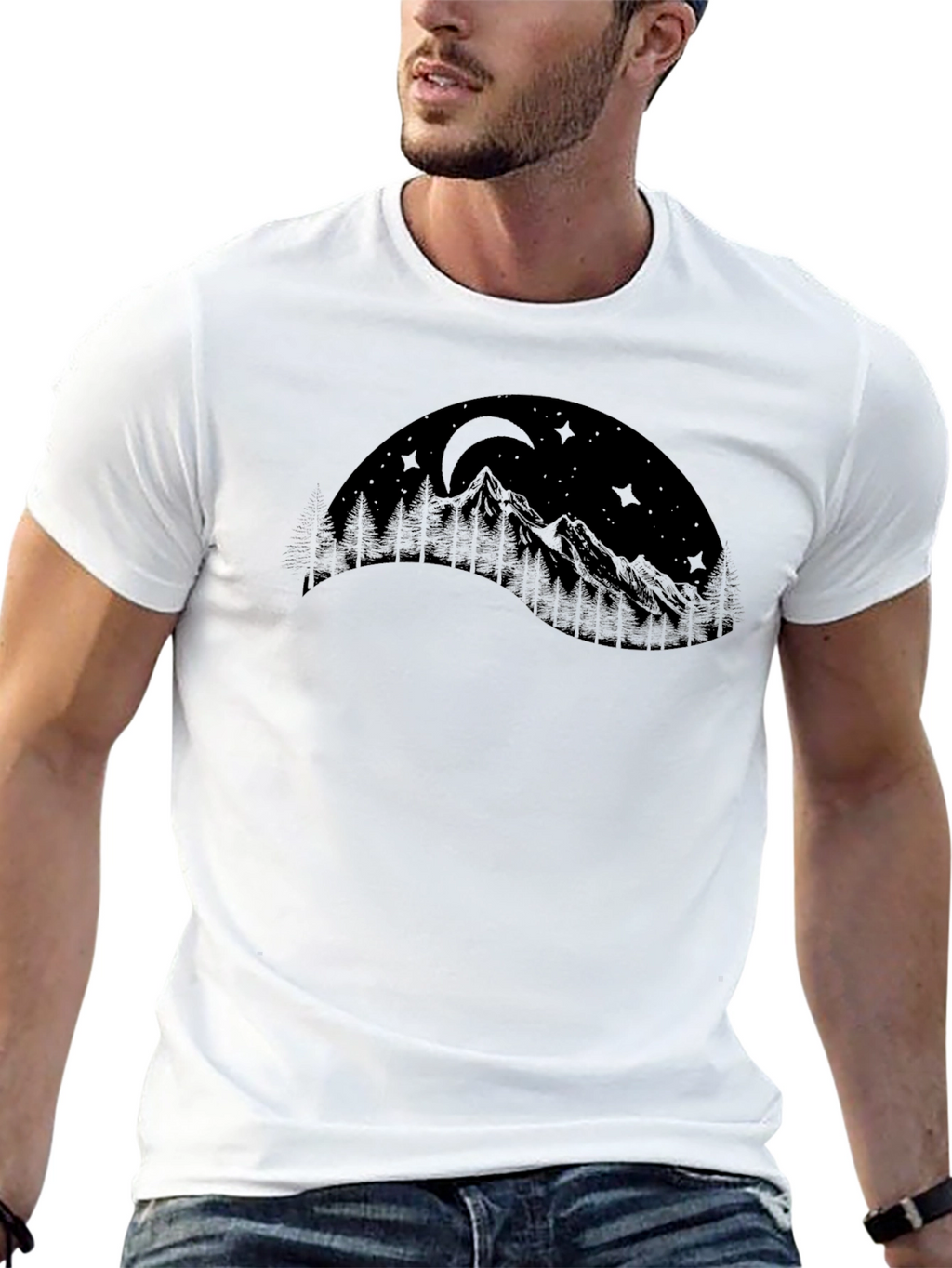 Mountainscape Graphic Black T-Shirt