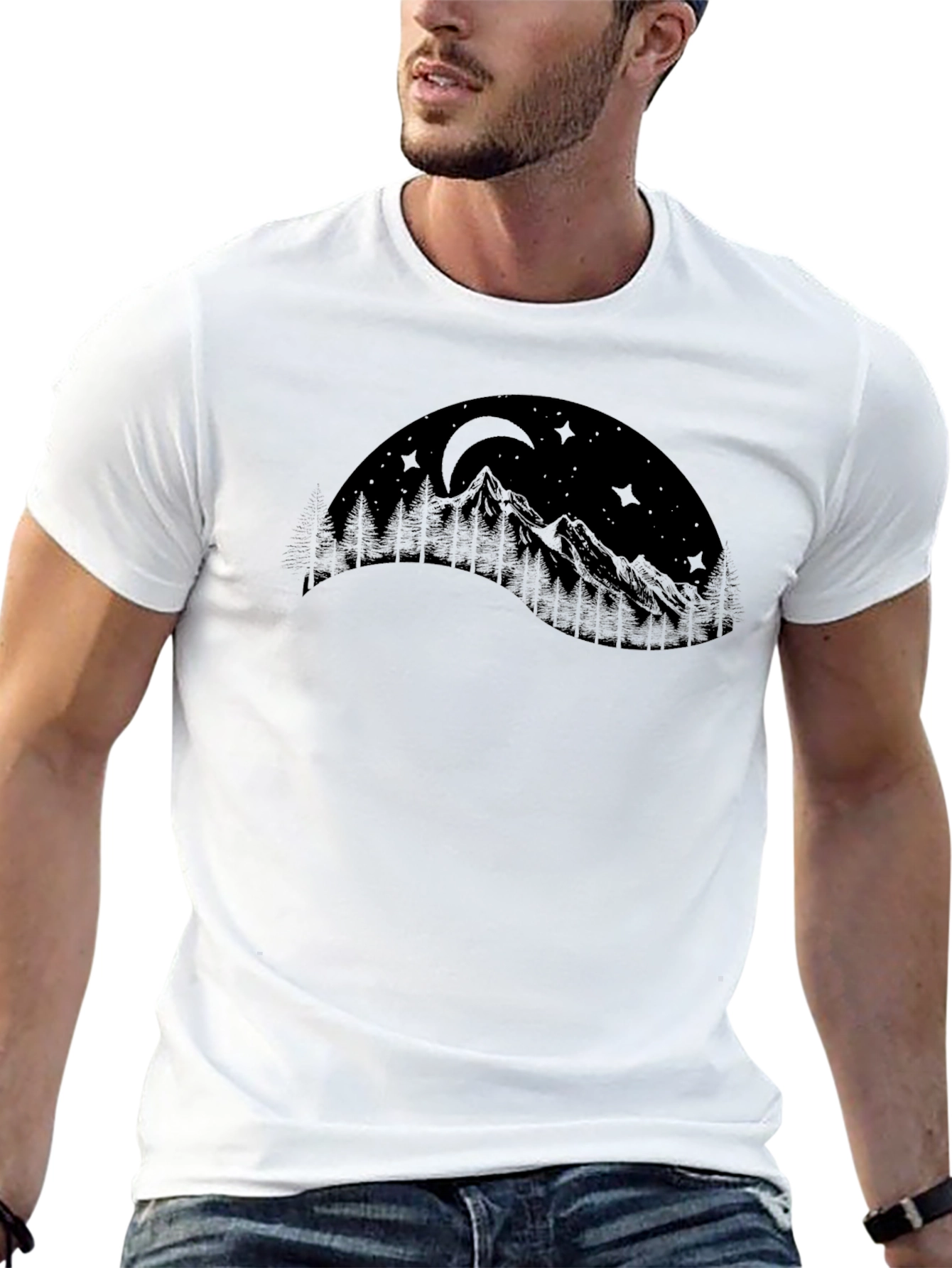Mountainscape Graphic Black T-Shirt